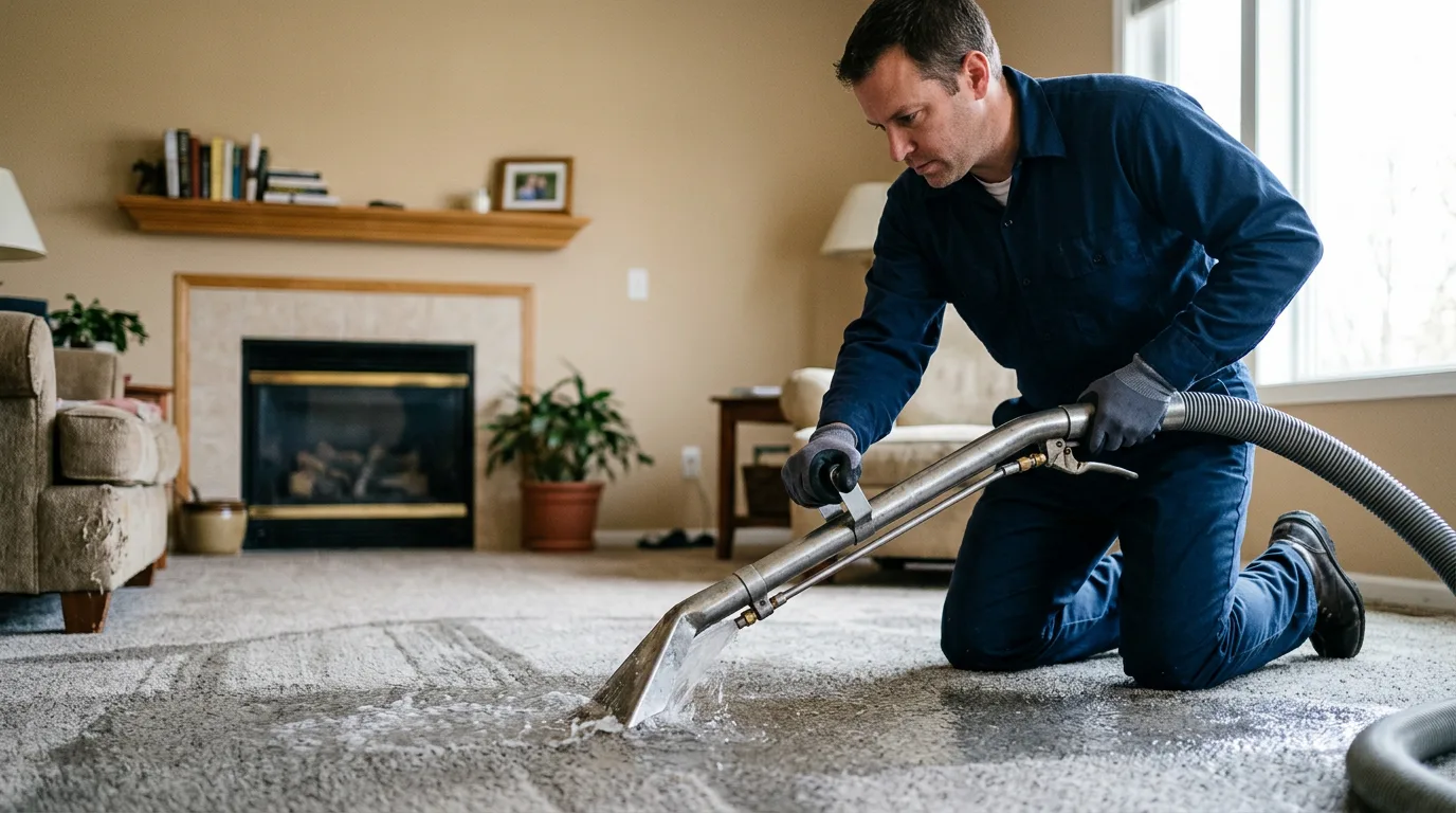 Water damage restoration technician working near Manassas Park, VA
